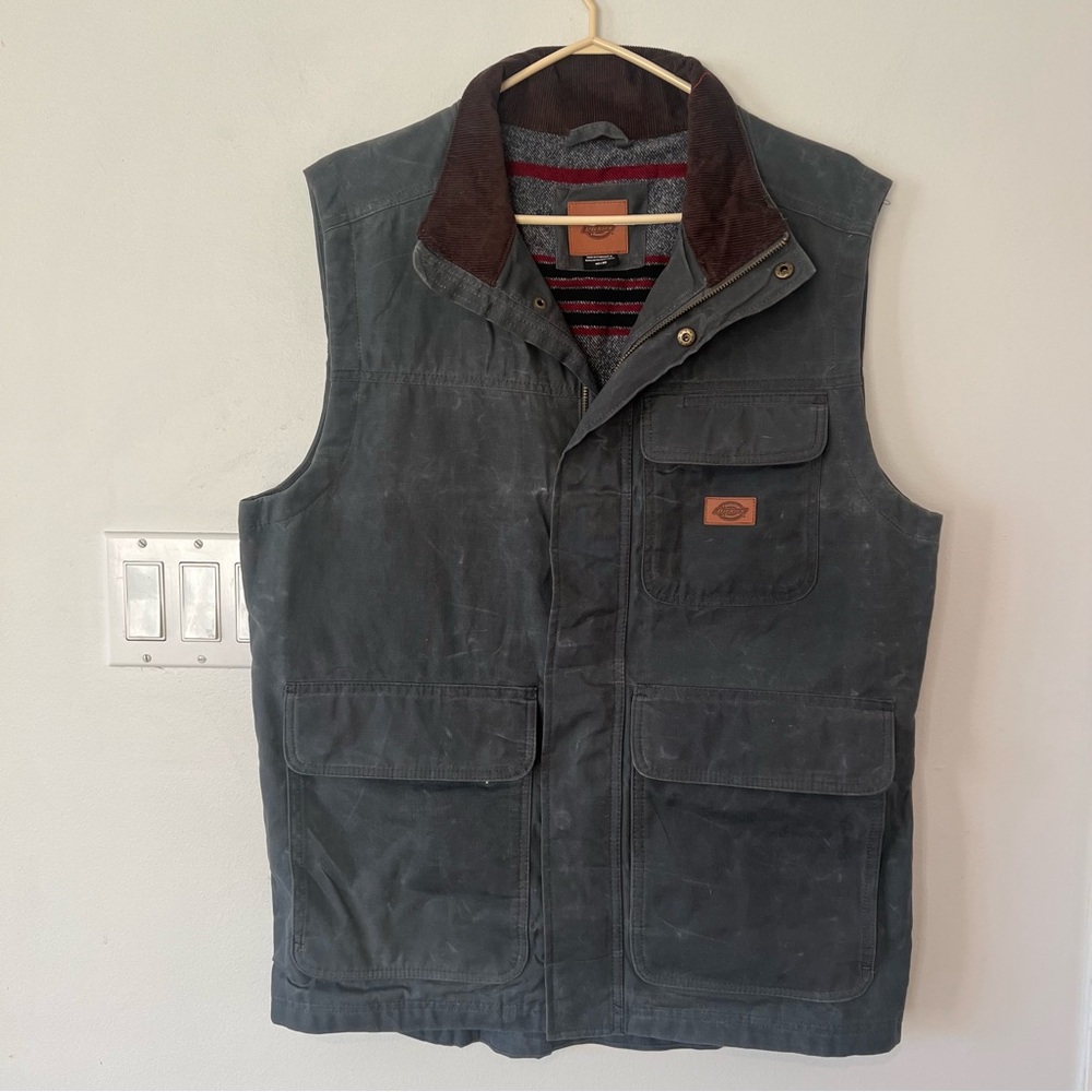 Dickies Fully Waxed Dark Gray Blanket Lined Vest Mens Medium M Regular